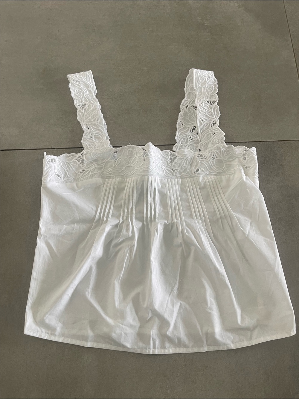 J. Crew White Lace-Trim Cotton Tank